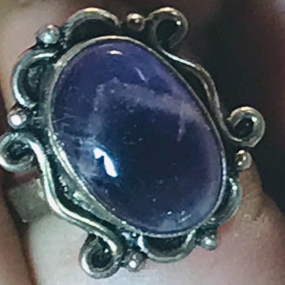 Jewelry - 🔮🎱 3 for $10   Genuine Amethyst Gemstone Silver 925 Ring Size 7 Purple Boho